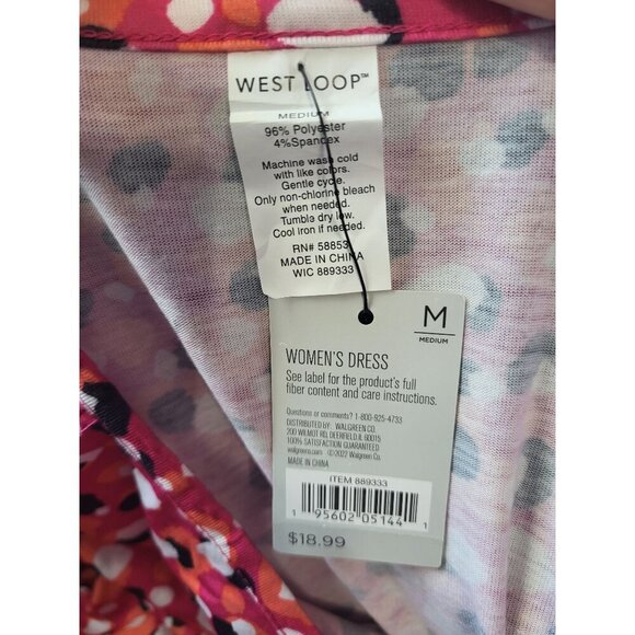West Loop Women's Medium Pink/Orange/Black Polka Dot Short Sleeve Dress. NWT - Picture 3 of 7